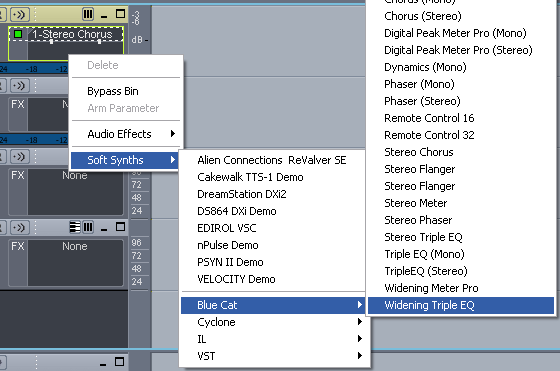 Step 03 - Insert Blue Cat's Widening Triple EQ after the Chorus effect